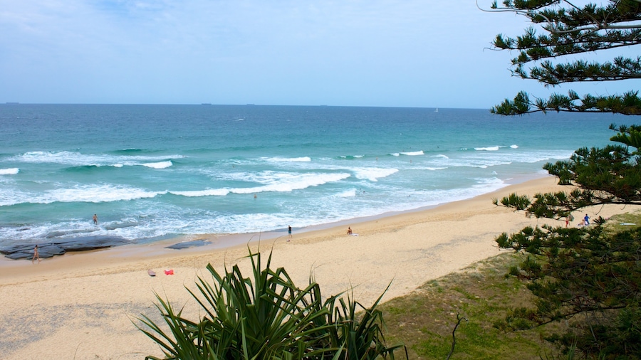 Kawana Beach showing landscape views and a sandy beach