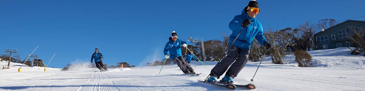 Perisher Ski Resort which includes snow and snow skiing as well as a small group of people