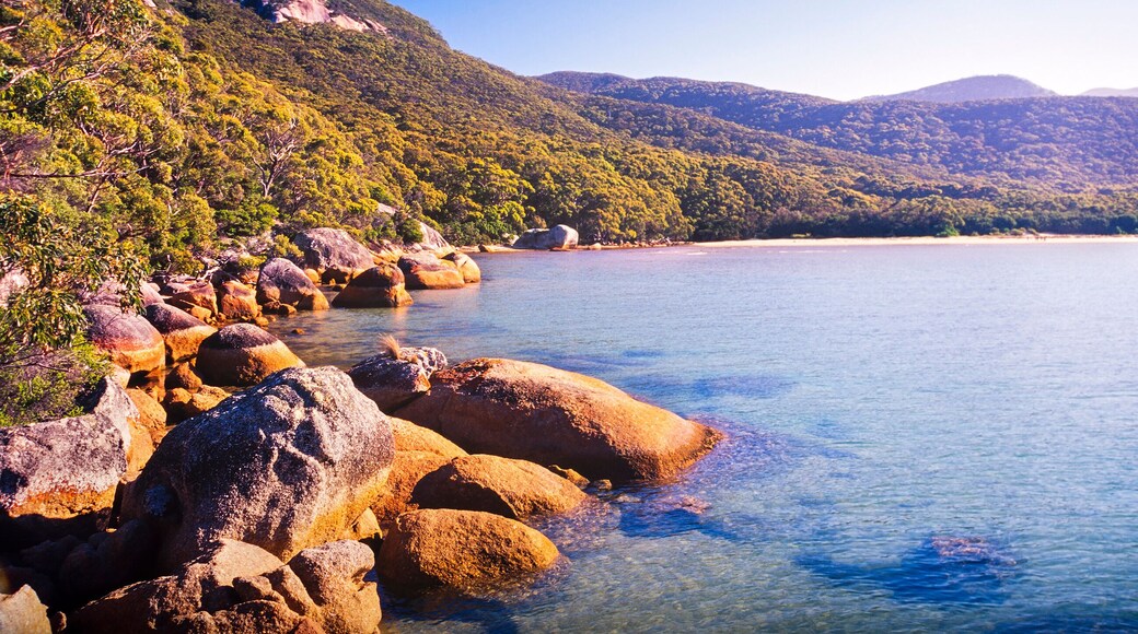 Wilsons Promontory, the most southerly point on the Australian mainland, with clear blue water