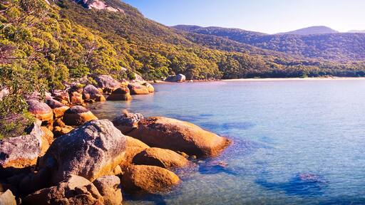 Wilsons Promontory, the most southerly point on the Australian mainland, with clear blue water