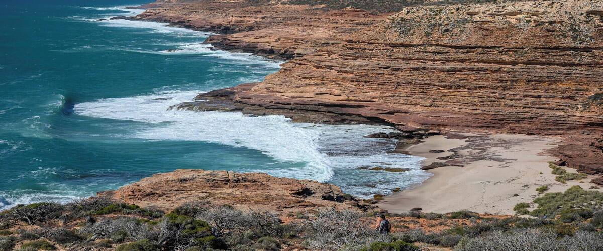 Typical coast just outside of the Kalbarri township. I love the rugged red rocks along the cliffs.