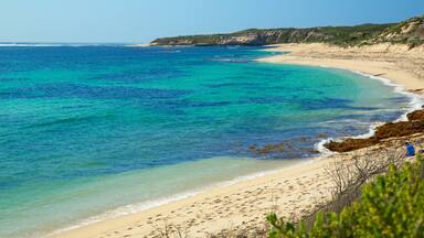 Prevelly Beach which includes a bay or harbor, general coastal views and a beach