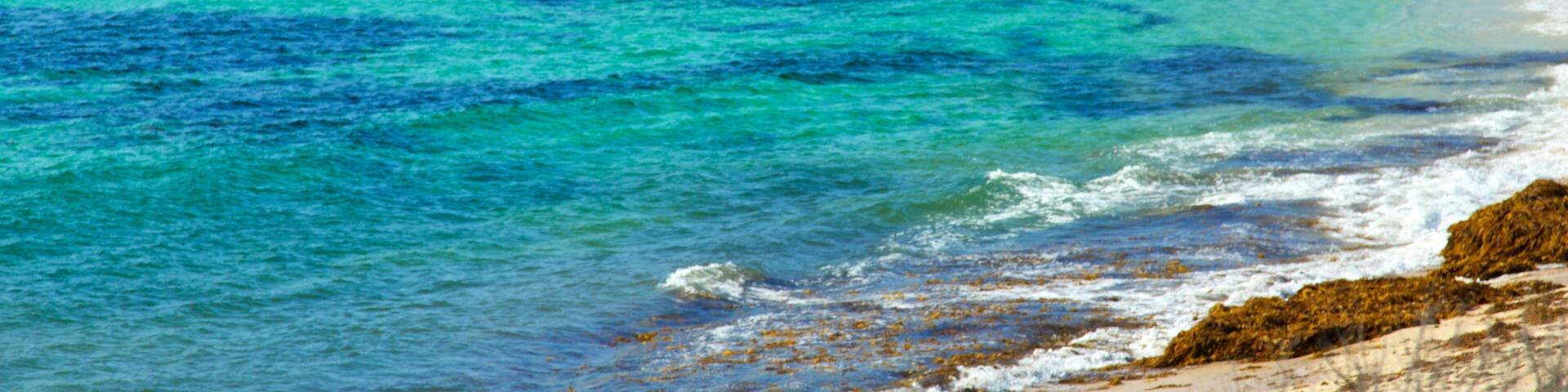 Prevelly Beach which includes a bay or harbor, a sandy beach and general coastal views