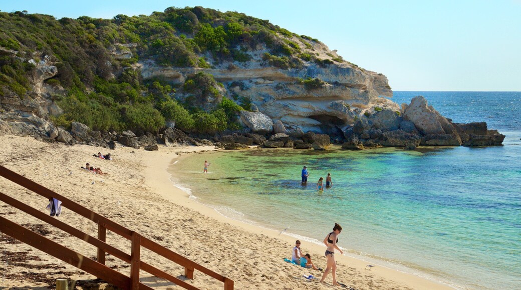 Prevelly Beach which includes a beach, a bay or harbor and rugged coastline