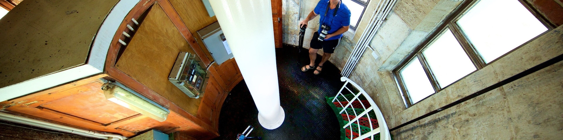 Cape Leeuwin Lighthouse featuring interior views as well as an individual male
