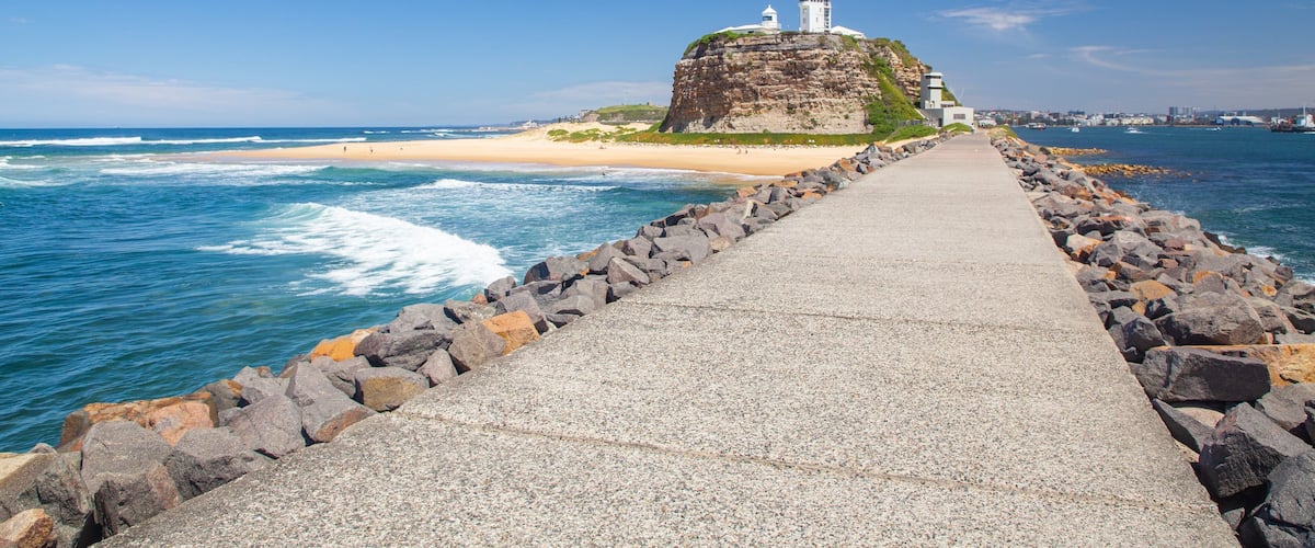 Nobbys Head Beach showing general coastal views