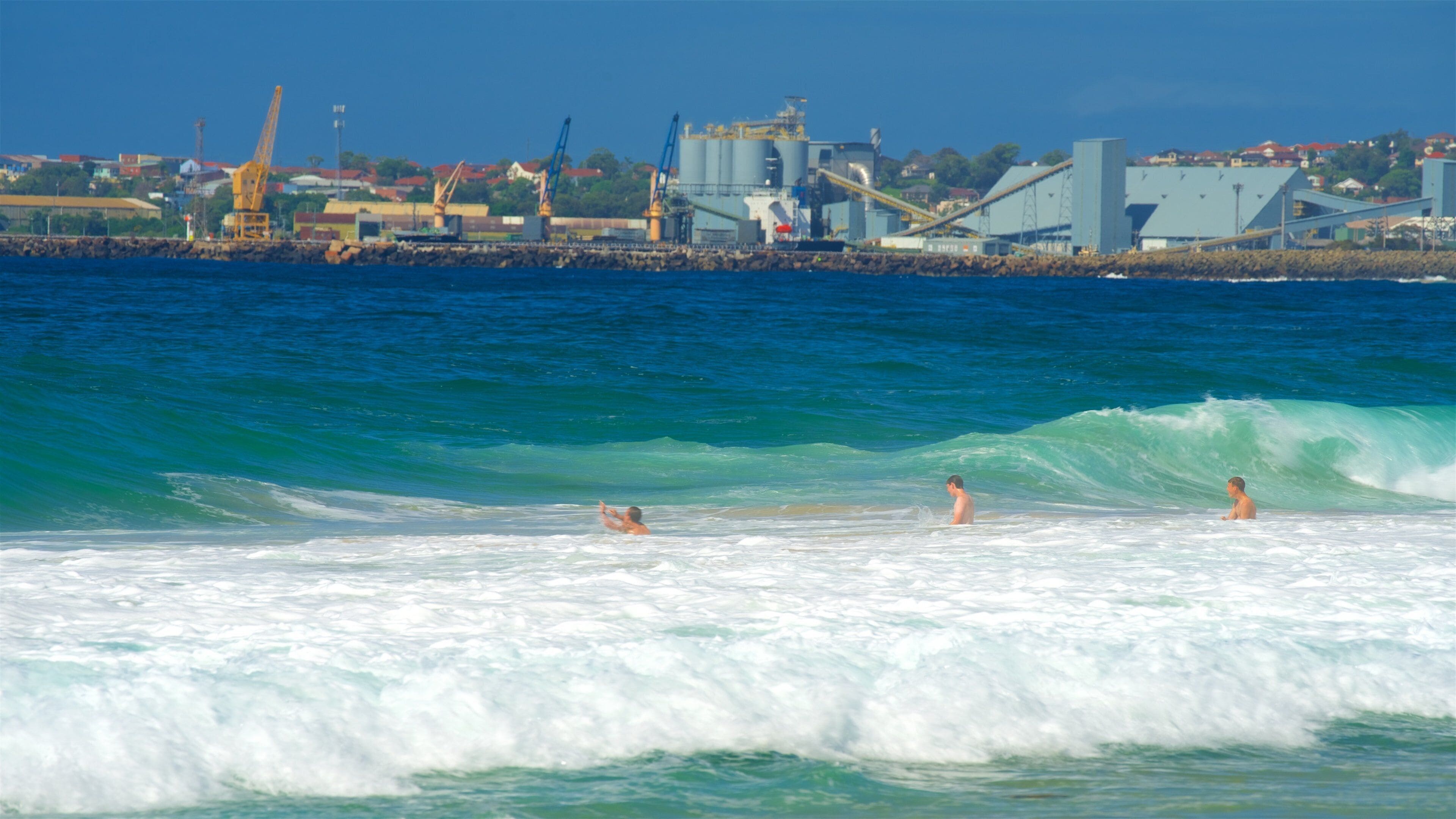 Wollongong South Beach showing swimming, a sandy beach and general coastal views
