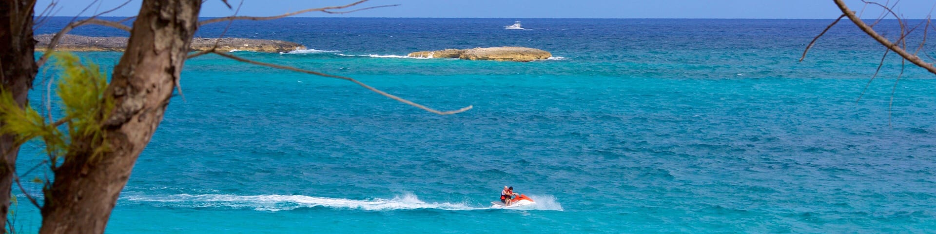 Cabbage Beach which includes jet skiing and general coastal views