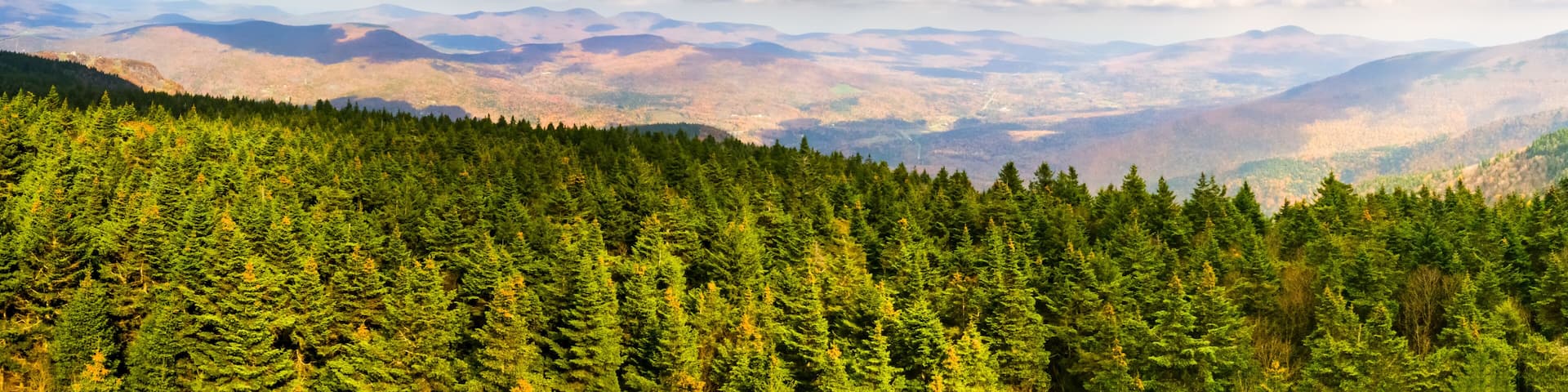 Tannersville valley viewed from the top of Hunter peak, in the Catskill mountains, Upstate New York