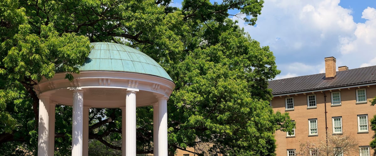 The Old Well at UNC Chapel Hill during the spring with azaleas blooming