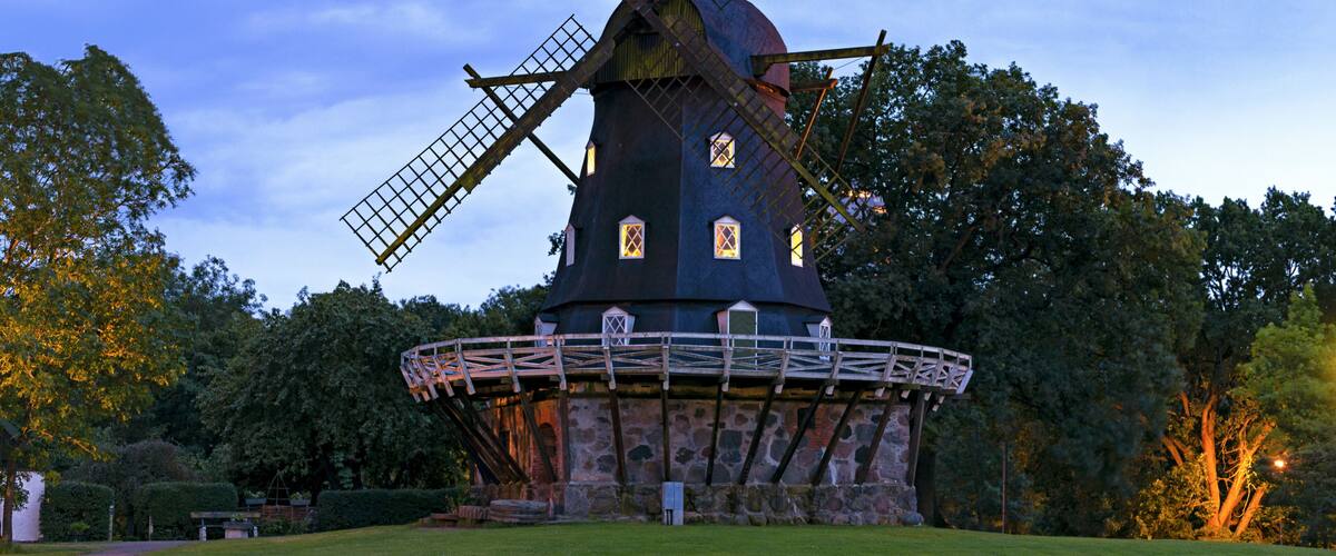 Old Windmill Slottsmollan in the Kungsparken Park in Malmo, Sweden.