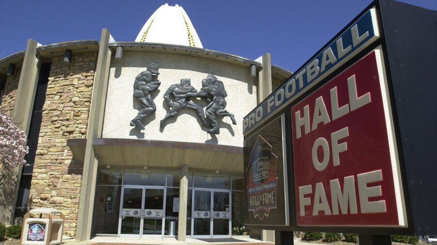 Pro Football Hall of Fame which includes signage