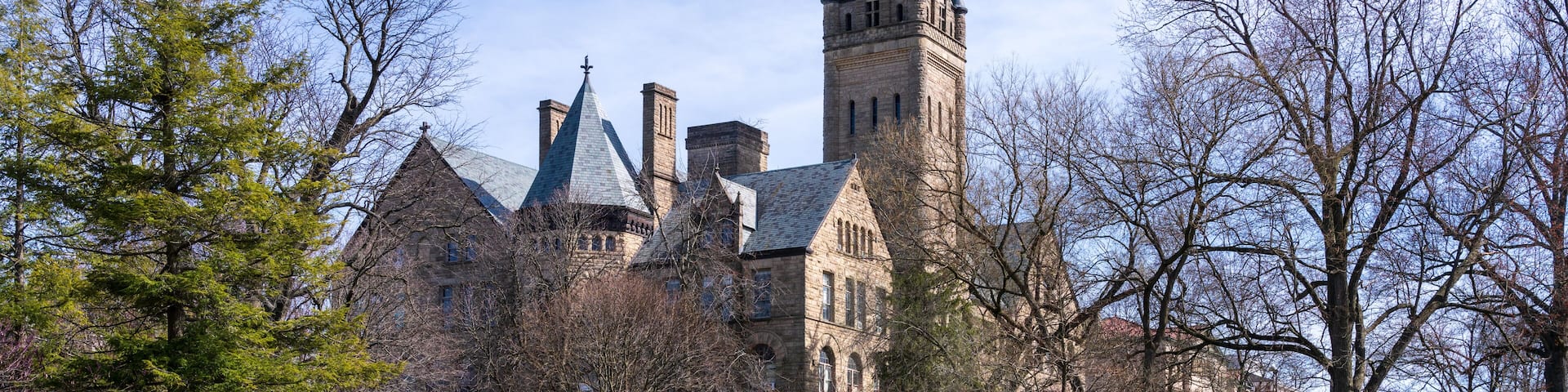 Pathway leading to historic University Hall at Ohio Wesleyan University in Delaware, OH