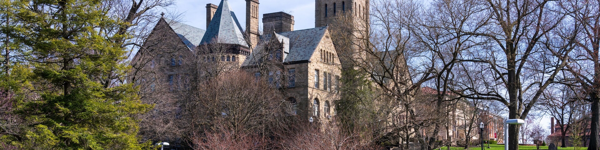 Pathway leading to historic University Hall at Ohio Wesleyan University in Delaware, OH