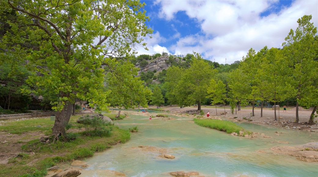 Turner Falls som inkluderer rolig landskap og elv eller bekk