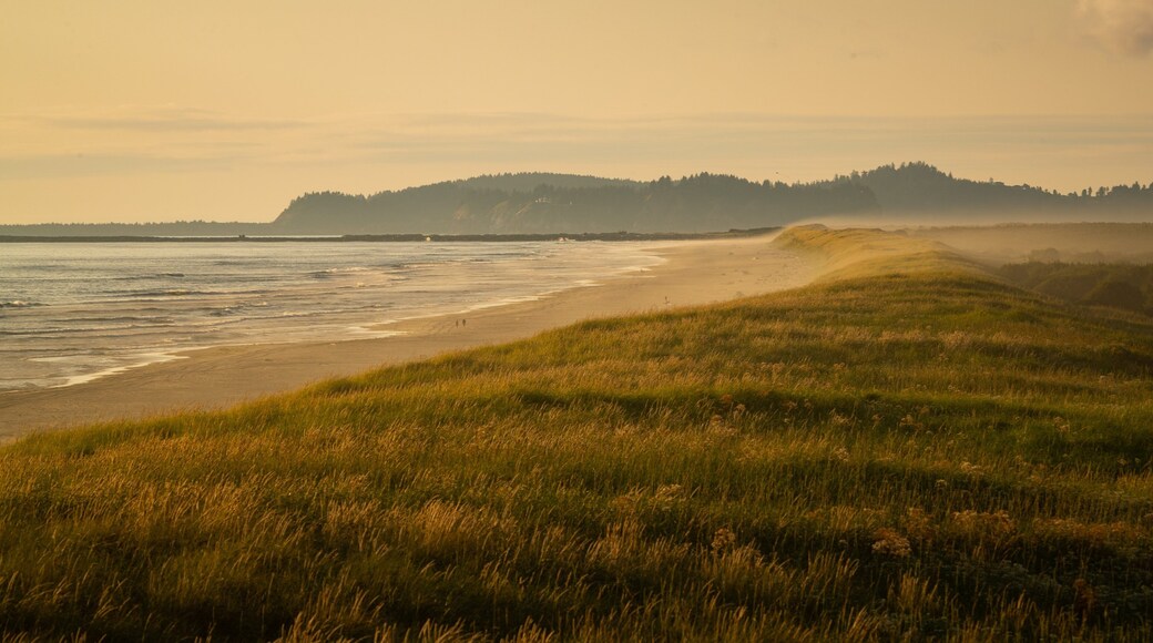 Fort Stevens State Park showing general coastal views, a beach and a sunset