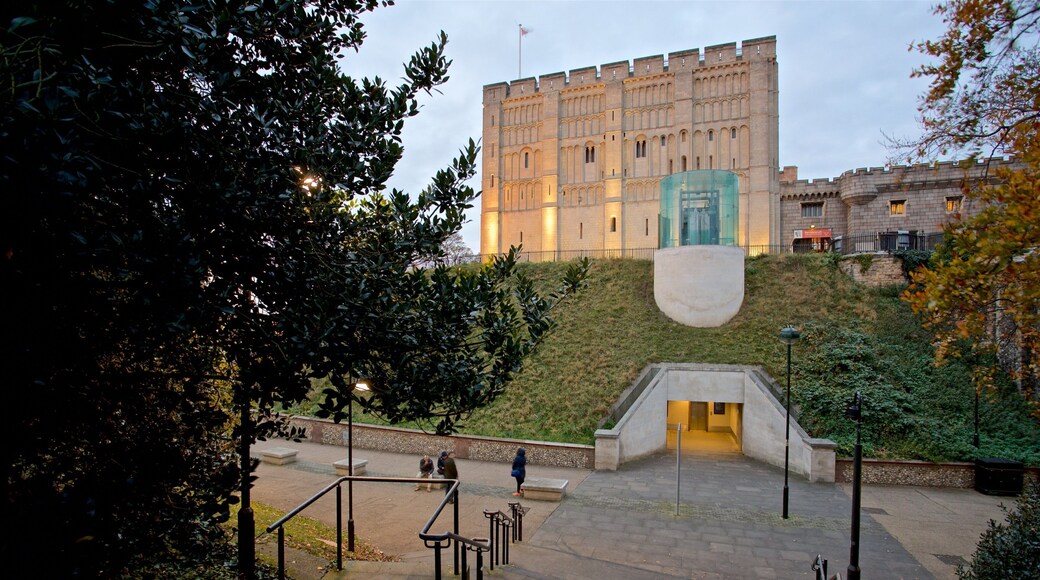 Lâu đài Norwich cho thấy công viên và kiến trúc di sản