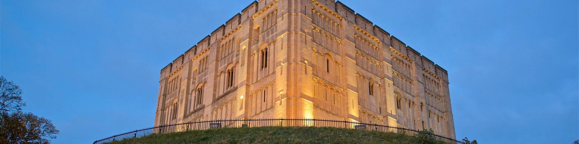 Norwich Castle showing night scenes and heritage architecture