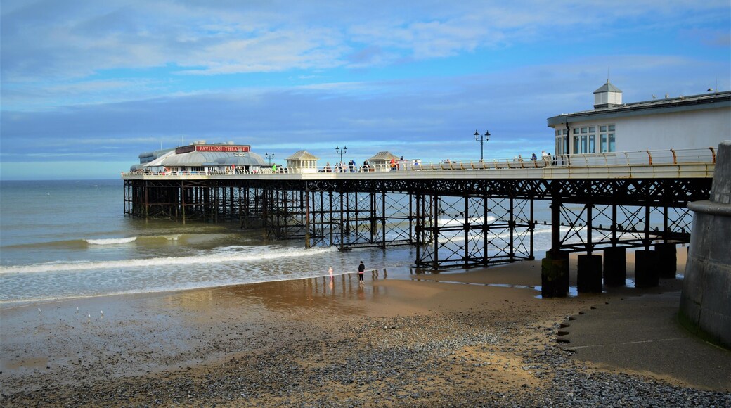 KJJDEH Cromer pier view from the beach, Norfolk seaside town.