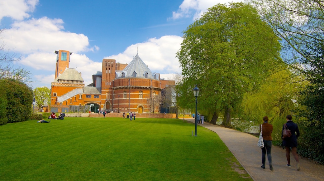 Royal Shakespeare Theatre showing theater scenes and a garden