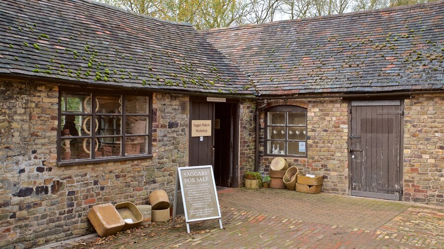 Coalport China Museum showing signage and a small town or village
