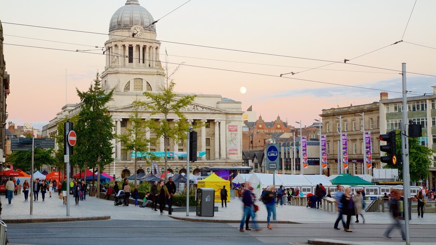 Old Market Square featuring heritage architecture, an administrative buidling and a city