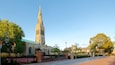 Leicester Cathedral which includes a square or plaza, a church or cathedral and heritage architecture