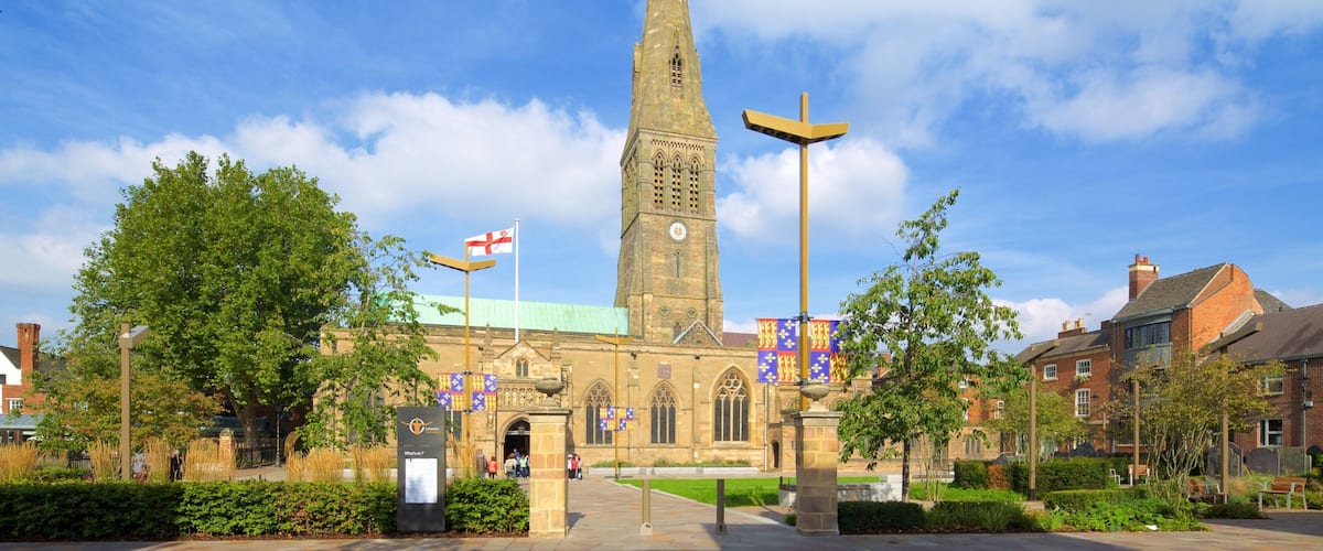 Leicester Cathedral showing heritage architecture and a church or cathedral