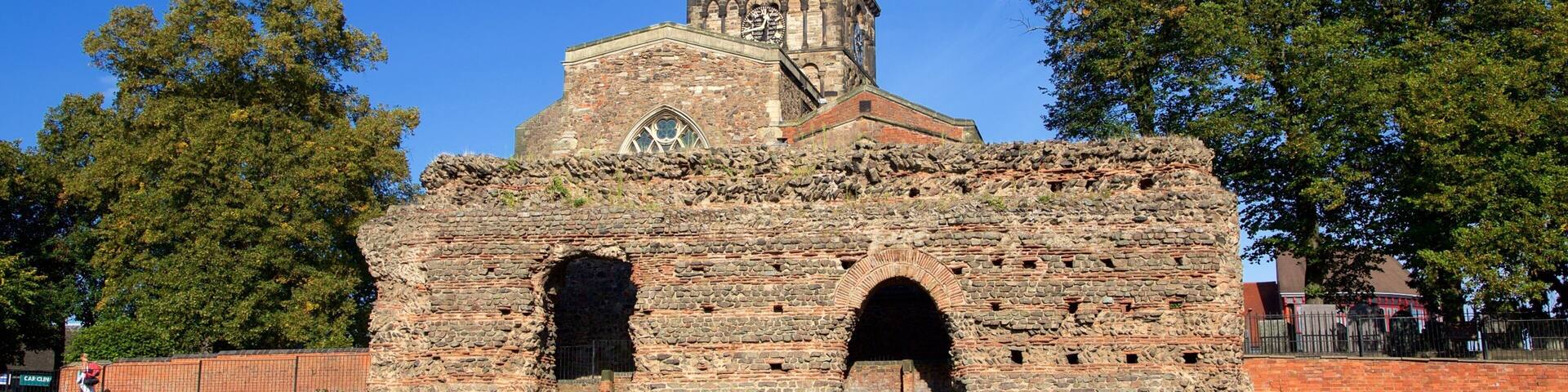 Jewry Wall which includes heritage elements and building ruins