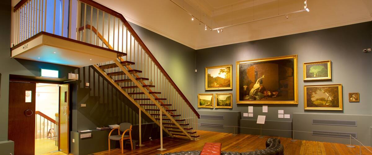 Derby Museum and Art Gallery featuring interior views and art