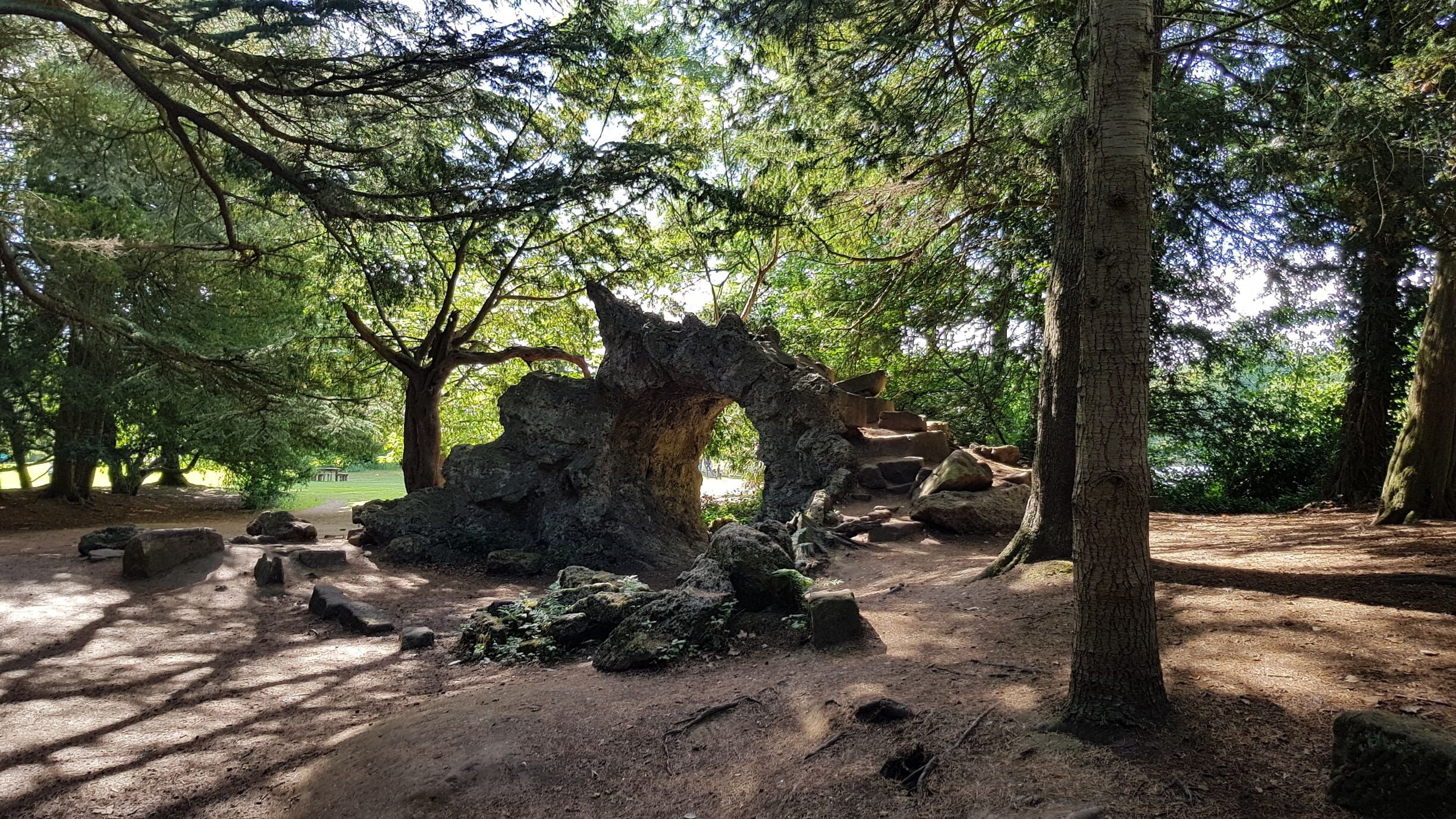 One of many rock follies in the grounds of Elvaston Castle park.