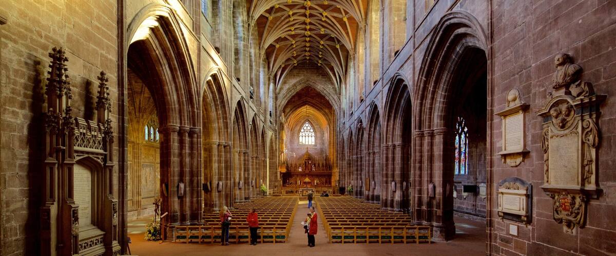 Chester Cathedral featuring interior views, heritage architecture and a church or cathedral