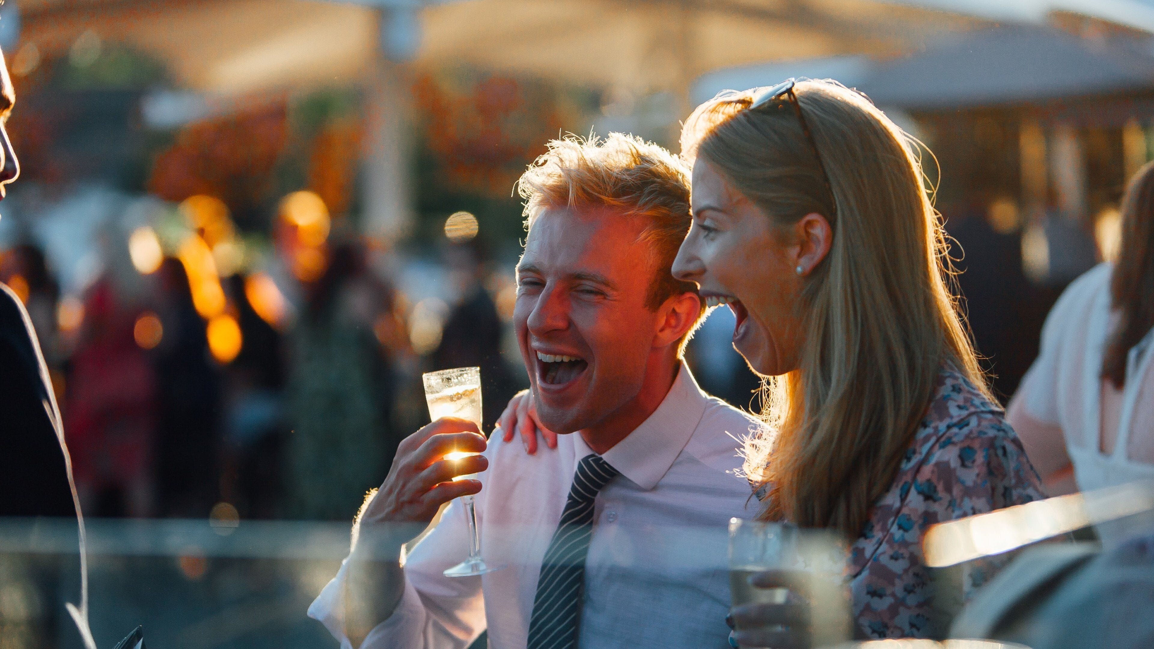 Chester Racecourse featuring drinks or beverages as well as a couple