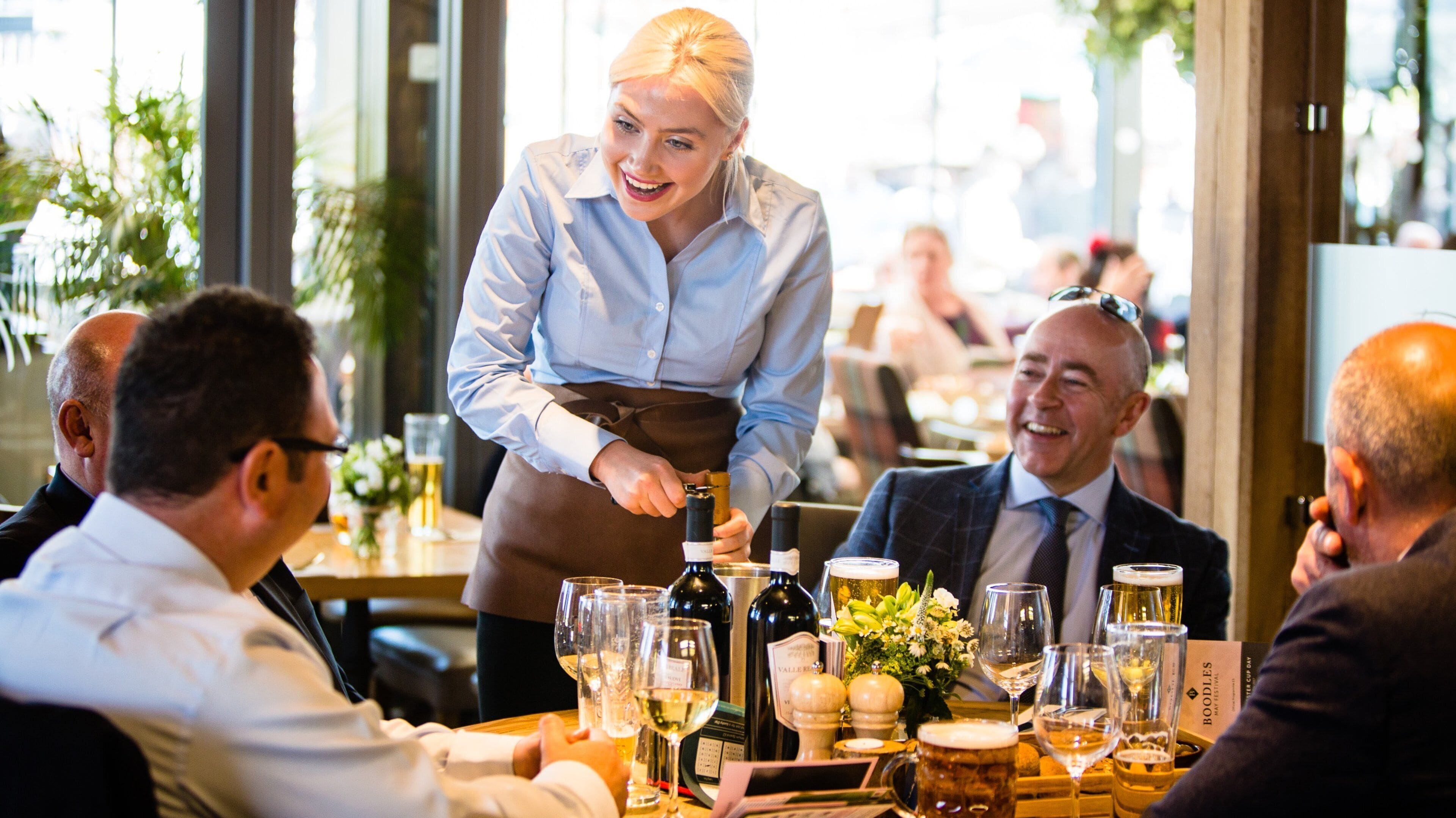 Chester Racecourse featuring drinks or beverages, interior views and dining out