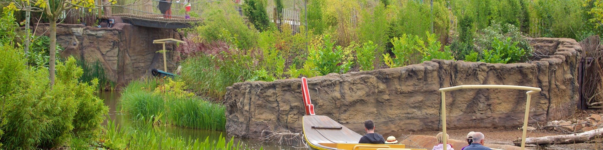 Chester Zoo which includes zoo animals, boating and a river or creek