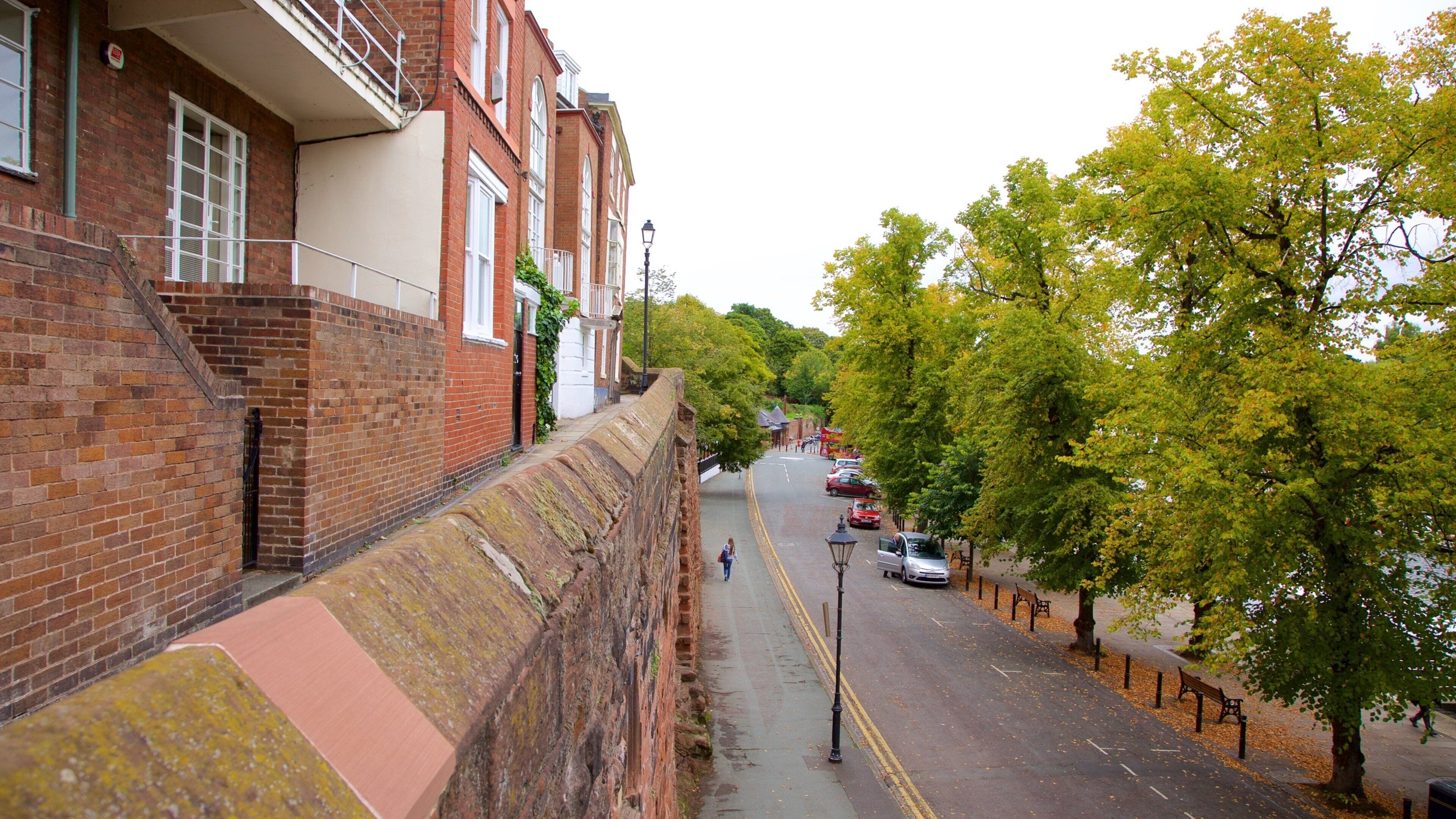 Chester City Walls showing street scenes and heritage elements