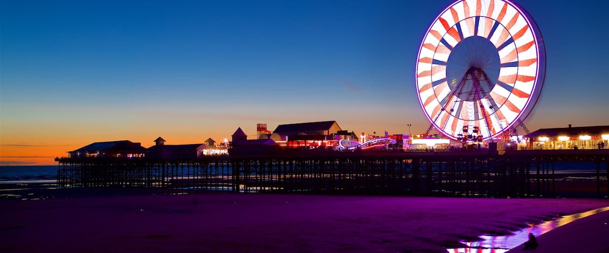 Blackpool Central Pier featuring general coastal views and night scenes