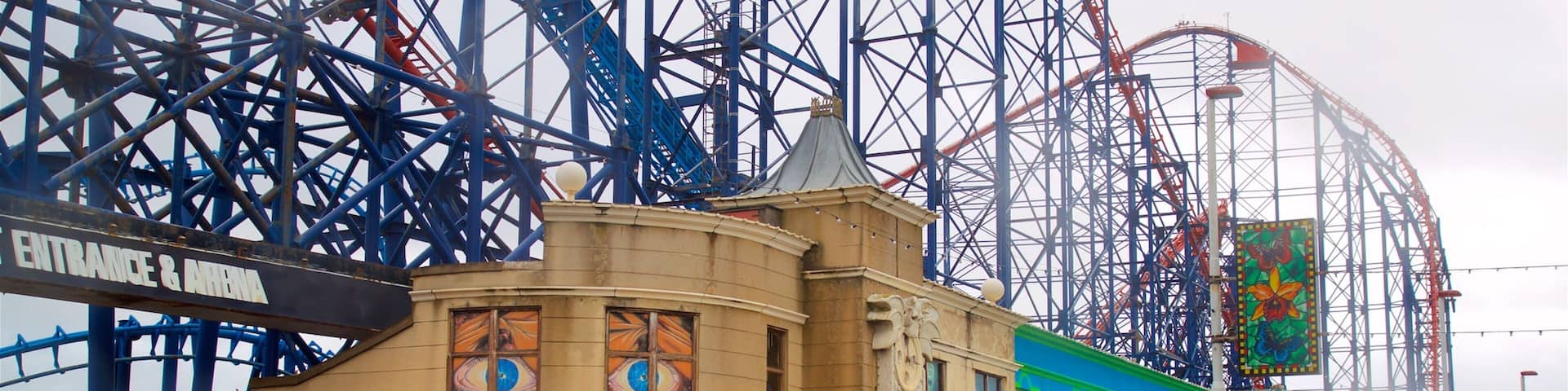Blackpool Pleasure Beach showing rides