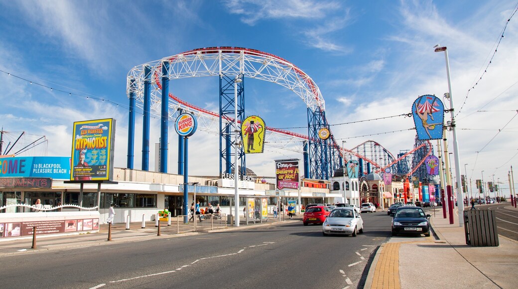Blackpool Pleasure Beach showing rides