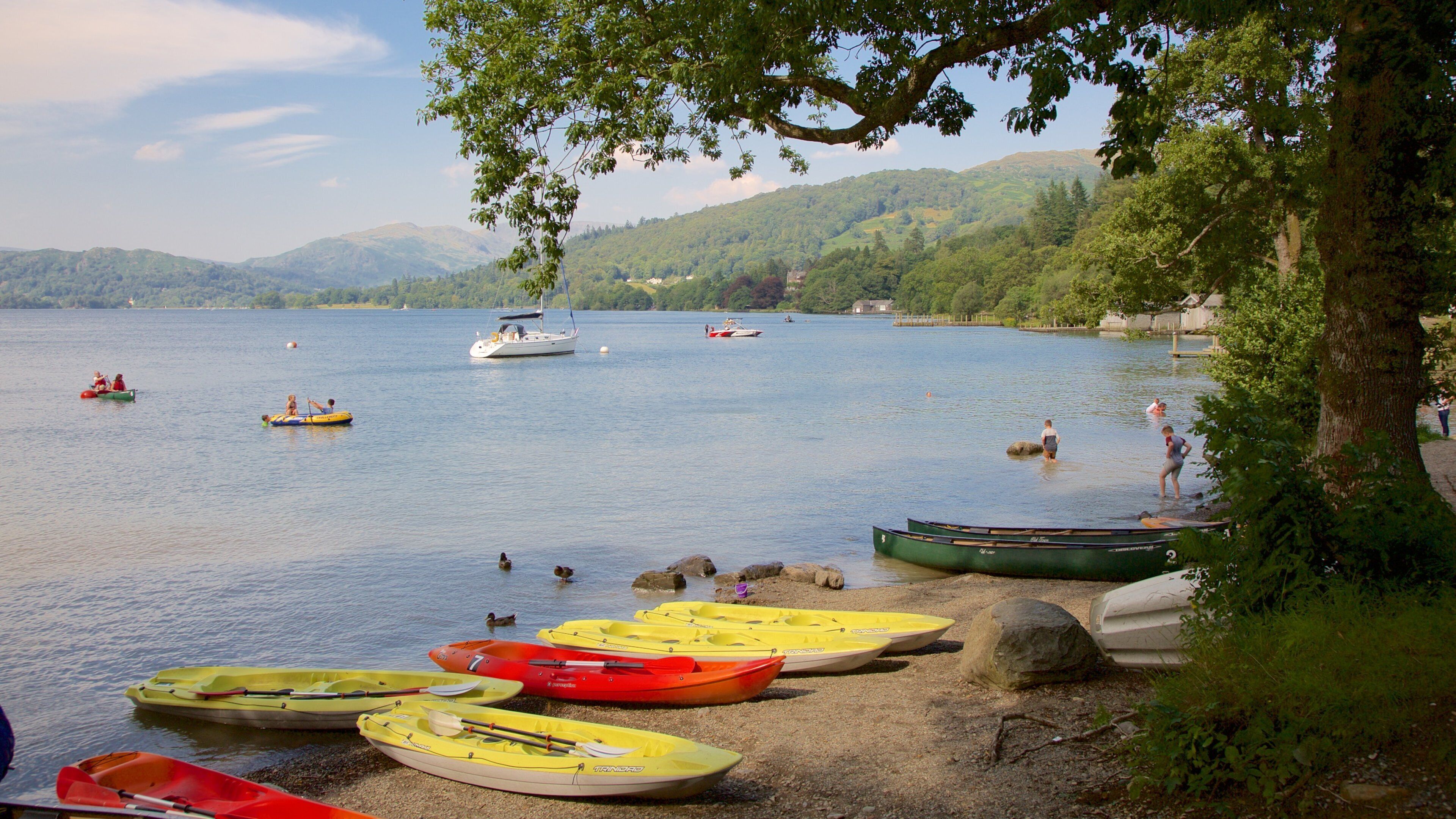 Lake District Visitor Centre at Brockhole featuring a lake or waterhole, boating and kayaking or canoeing