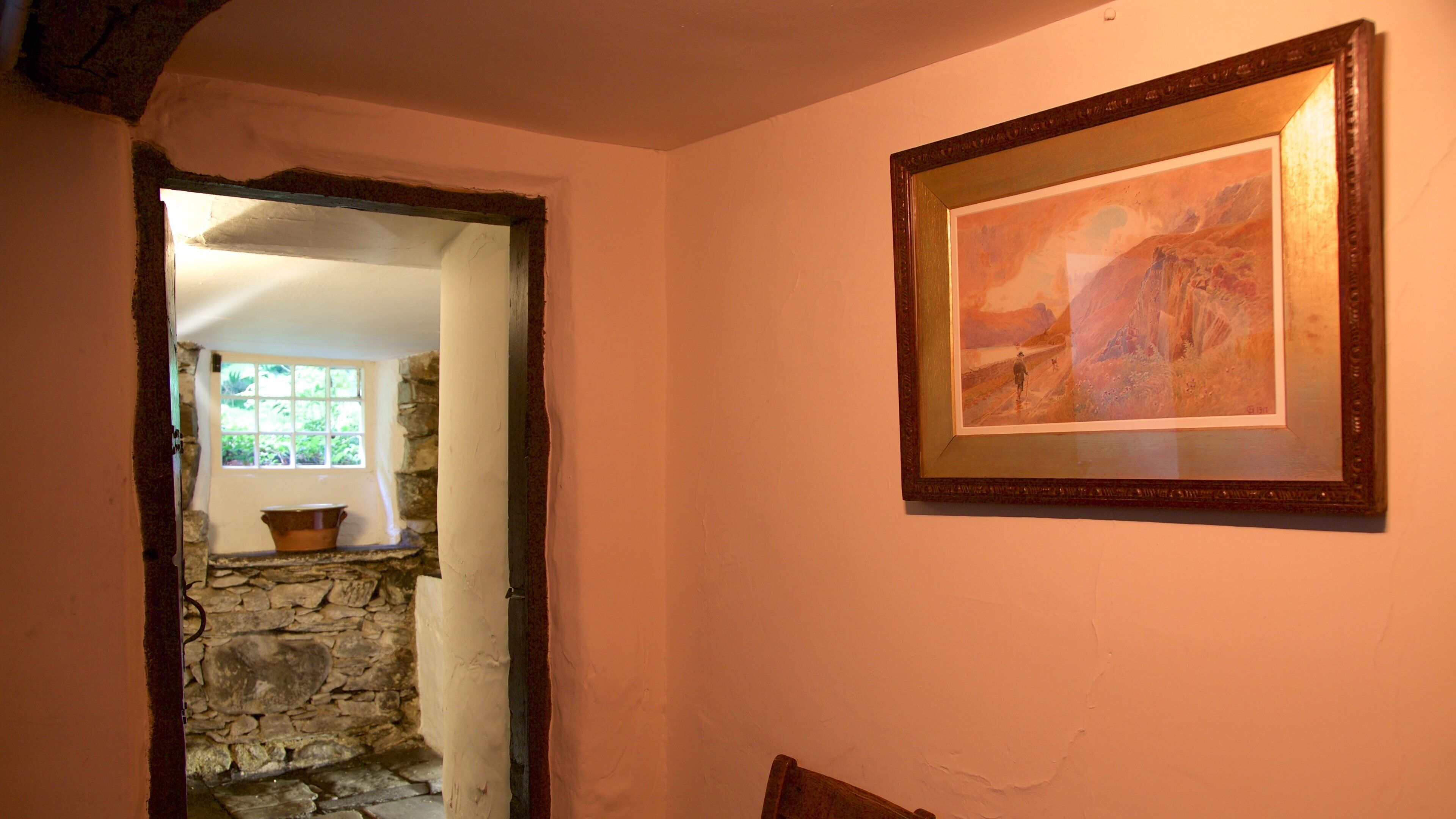 Dove Cottage showing interior views, a house and art