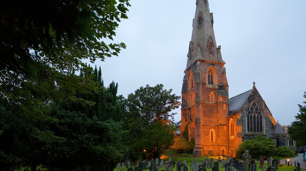 Church of St Mary which includes night scenes and a church or cathedral