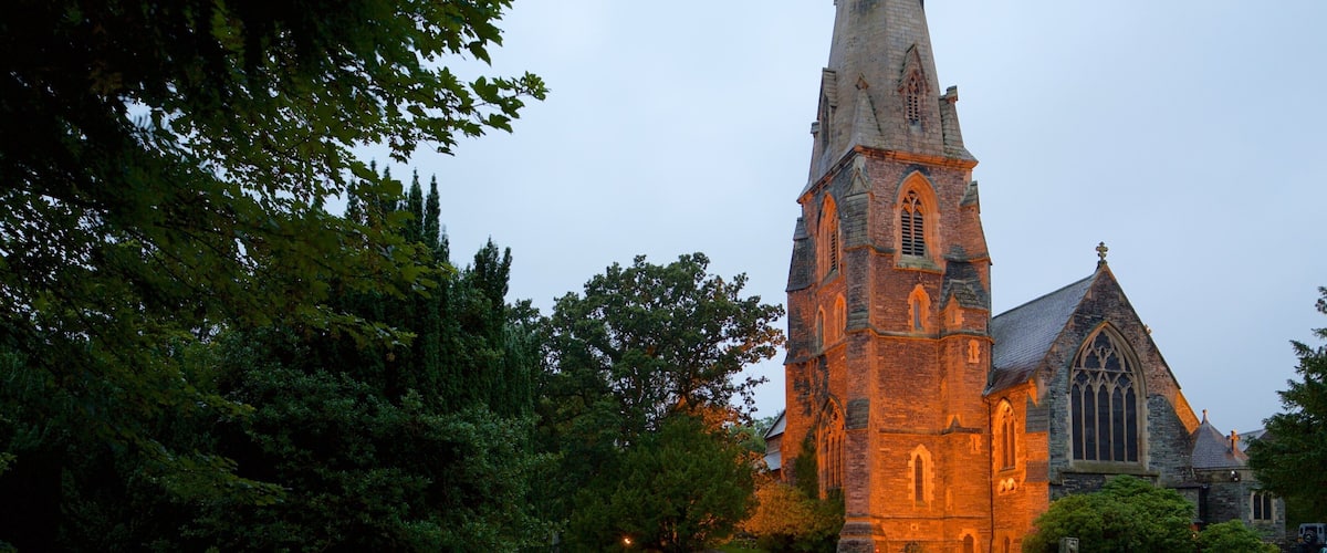 Church of St Mary which includes night scenes and a church or cathedral