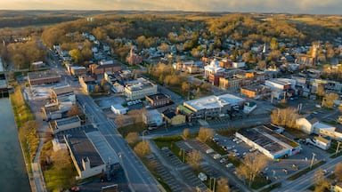 November 20, 2022 Afternoon fall, autumn aerial drone photo of the Hamlet of Lyons New York, USA.