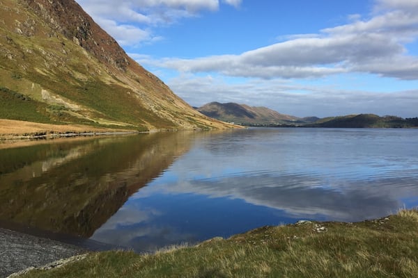 Crummock water to left is the bottom edge of Melbreak .. You can walk round the lake . Great pub in loweswater close by The Kirkstile Inn ( real ale ..good food )