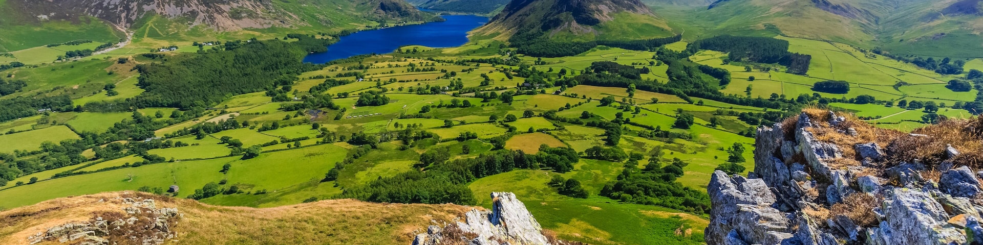 Crummock water valley from Low fell in The Lake District, Cumbria, England