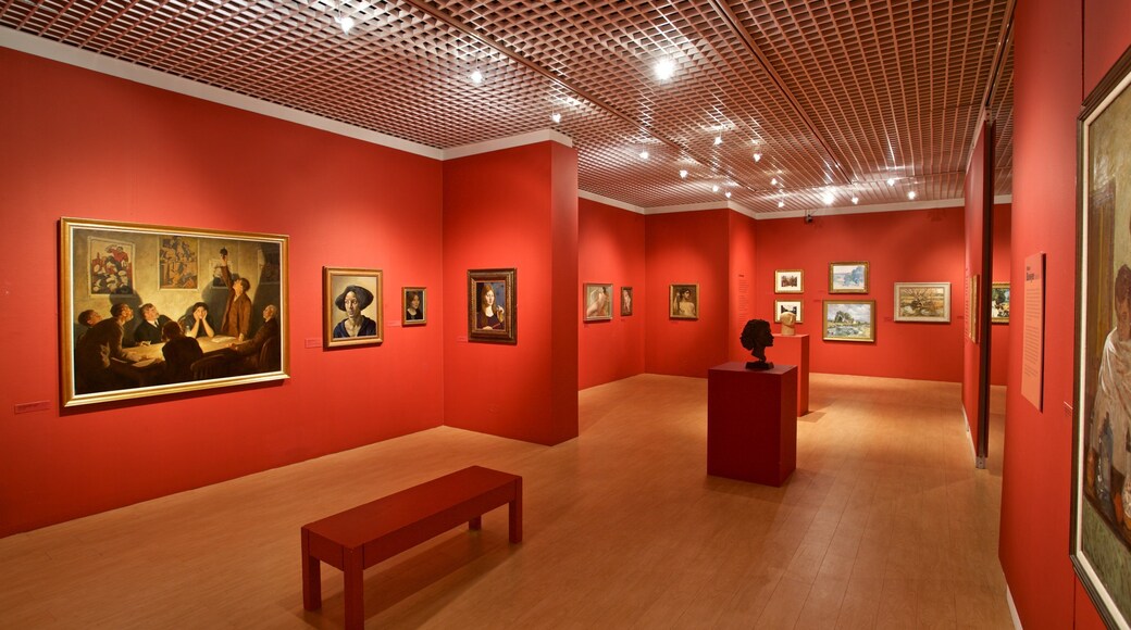 The Potteries Museum and Art Gallery which includes interior views and art