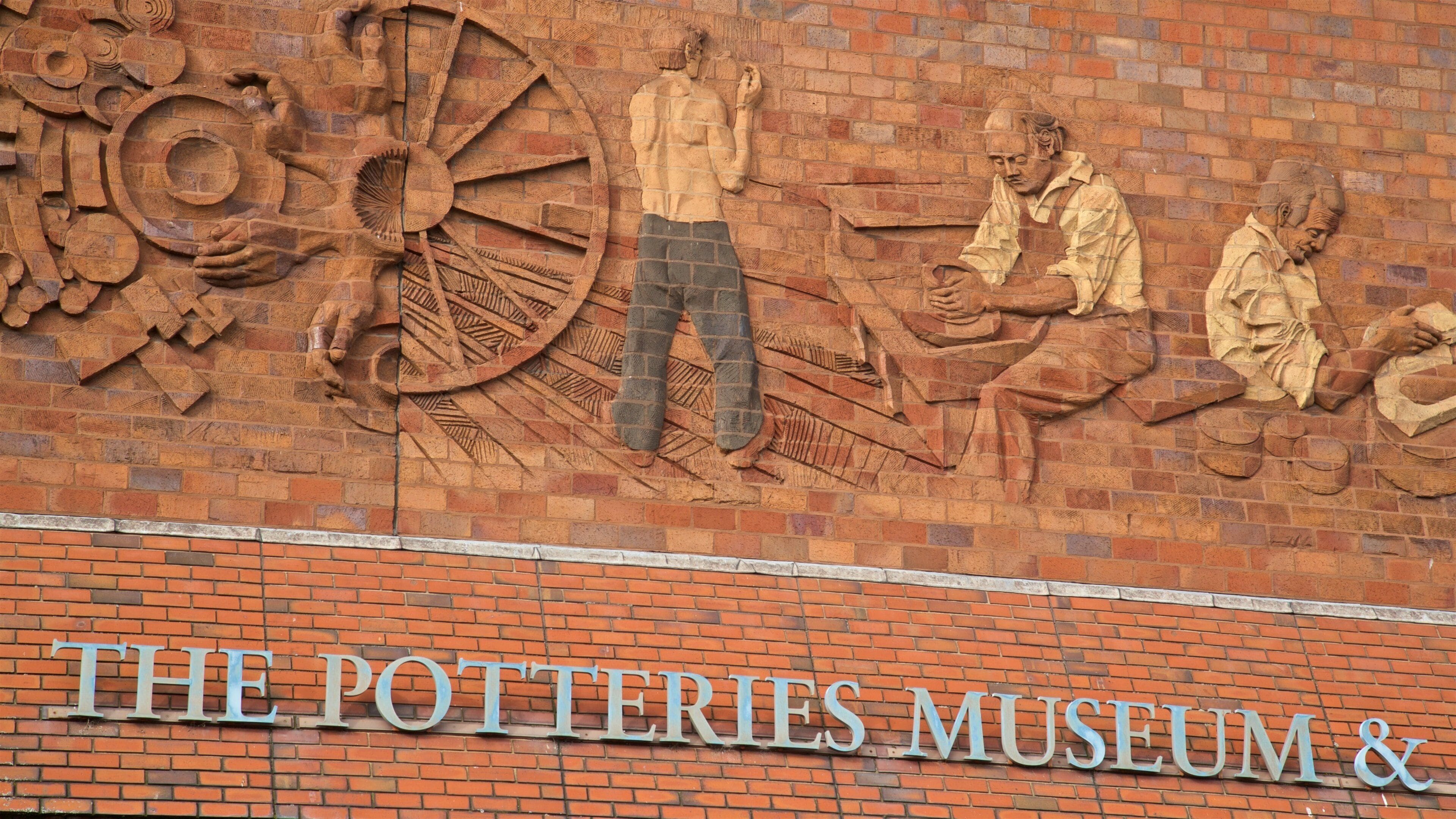 Hanley Potteries Museum which includes outdoor art and signage