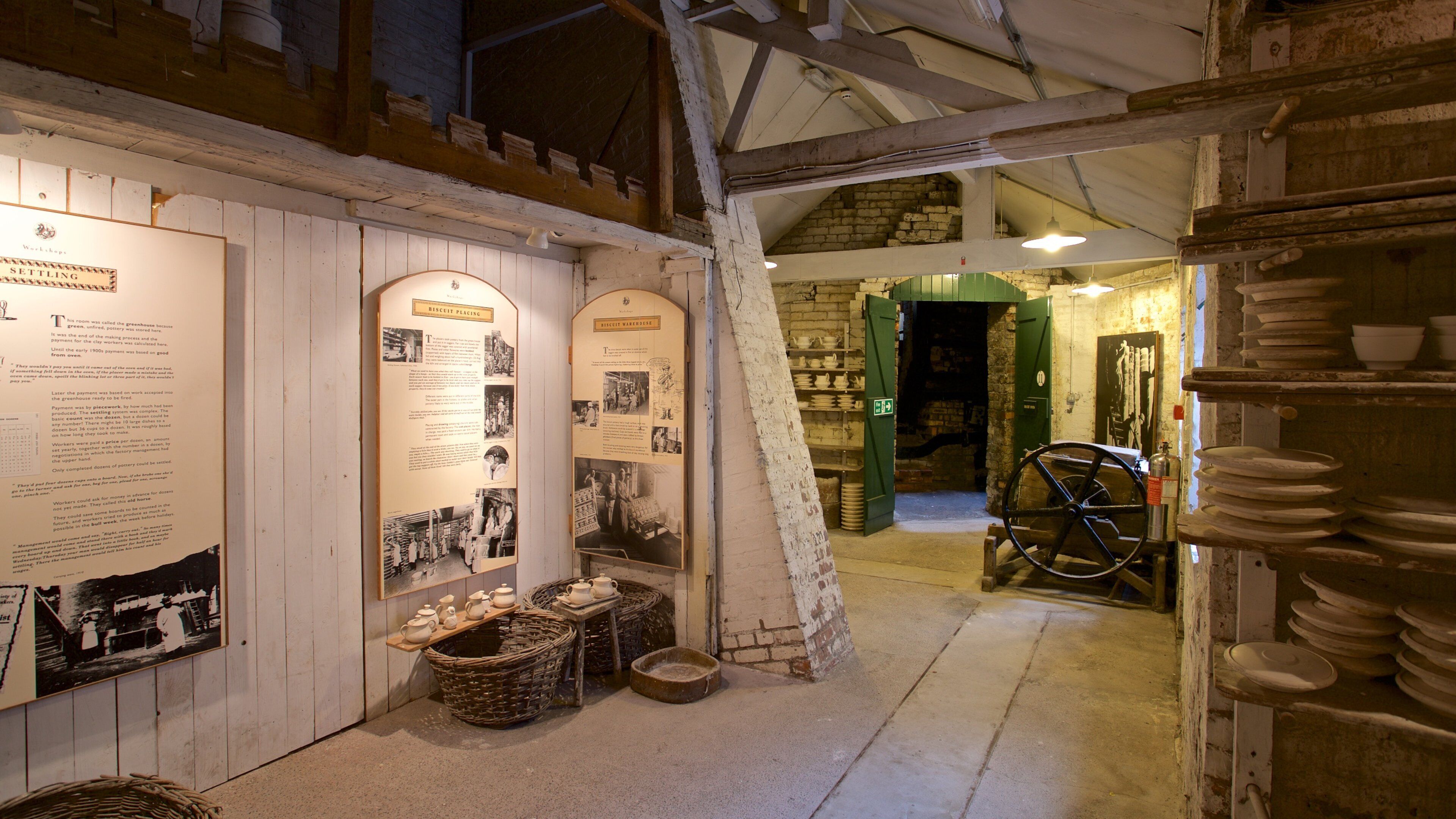 Gladstone Pottery Museum featuring interior views and heritage elements