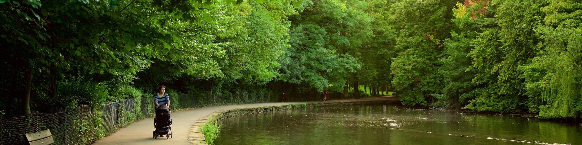 エンドシルフ パーク どの含み 湖あるいは泉 と 公園 及び 女性 (個人)